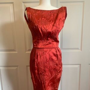 Vintage 1960 quilted wiggle dress with train